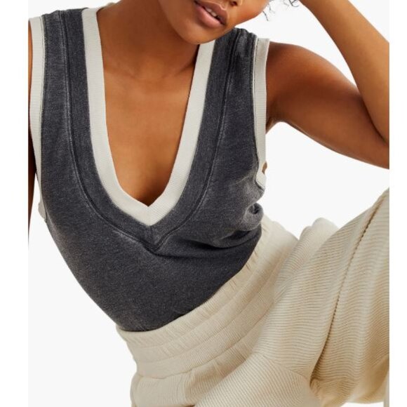 Free People Tops - Intimately Free People NWOT Cozy Girls Tank Bodysuit Lounge Soft Prep Gray Small